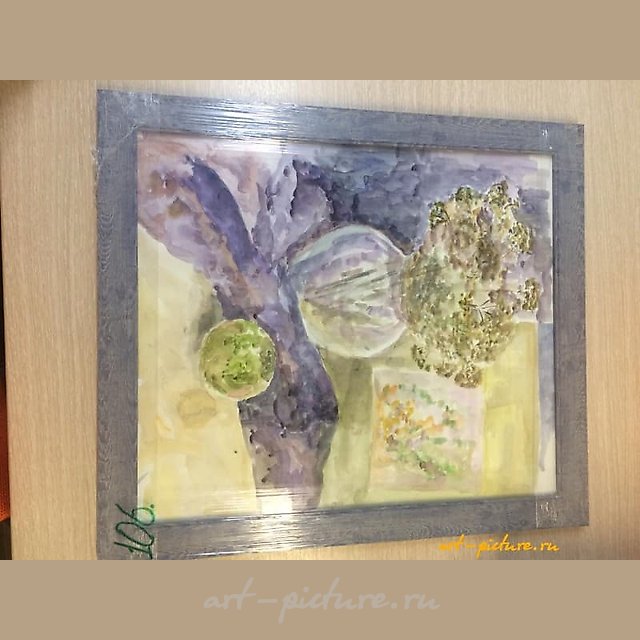 The translation of "Натюрморт акварель" into English is "Watercolor Still Life."