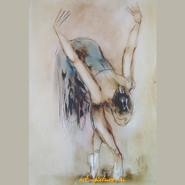 倾斜的芭蕾舞 ballerina 油画，纸板