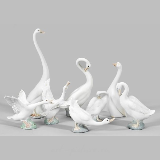 Eight goose figures