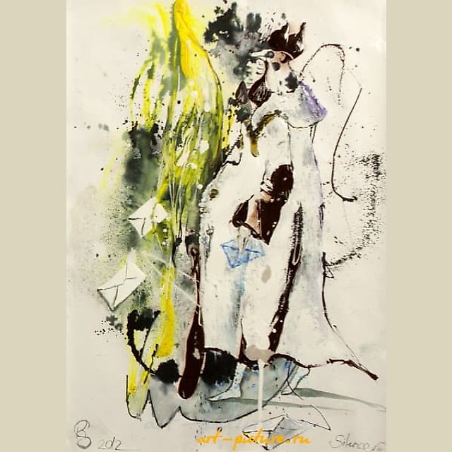 Немая (Silence) бумага, тушь, акрил (paper, ink, acrylic paints) 
