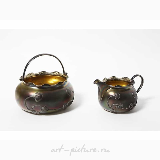 Серебряные сахарница и молочник. Россия, 1899-1908 гг.