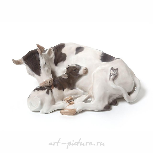 Cow with calf. Denmark, Copenhagen, Royal Copenhagen.