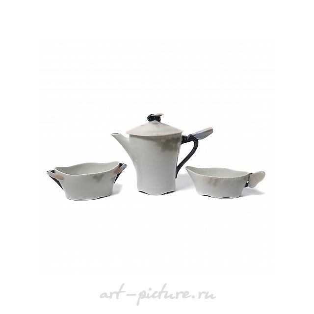 Фарфоровый кофейный сервиз, 3 предмета. Royal Copenhagen