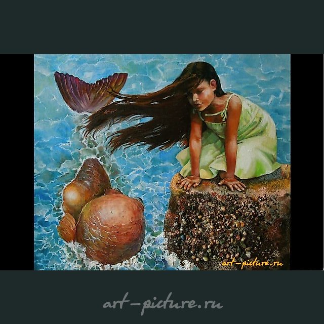 The translation of the text is: "Meeting" mixed media, sea stones, epoxy resin.