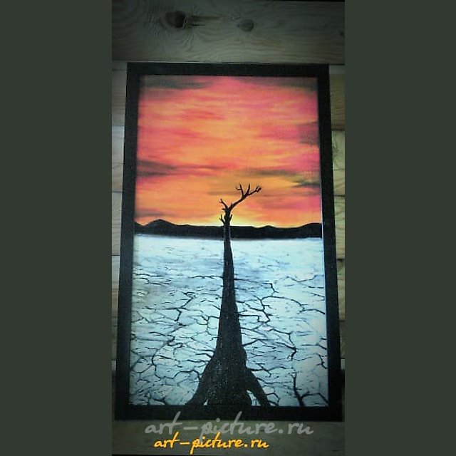 The translation of "Мир отбрасывающий тень" is "World Casting a Shadow." It refers to an oil painting on canvas.