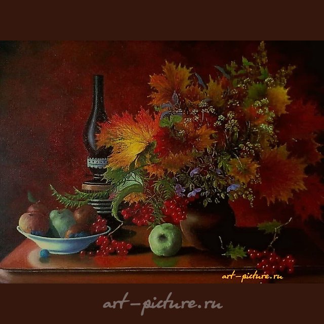 "Still life with a lamp, canvas, oil"