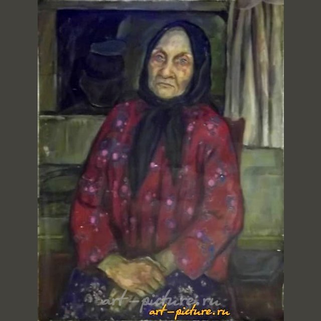 The translation of "Бабушка масло, холст" into English is "Grandmother oil, canvas."