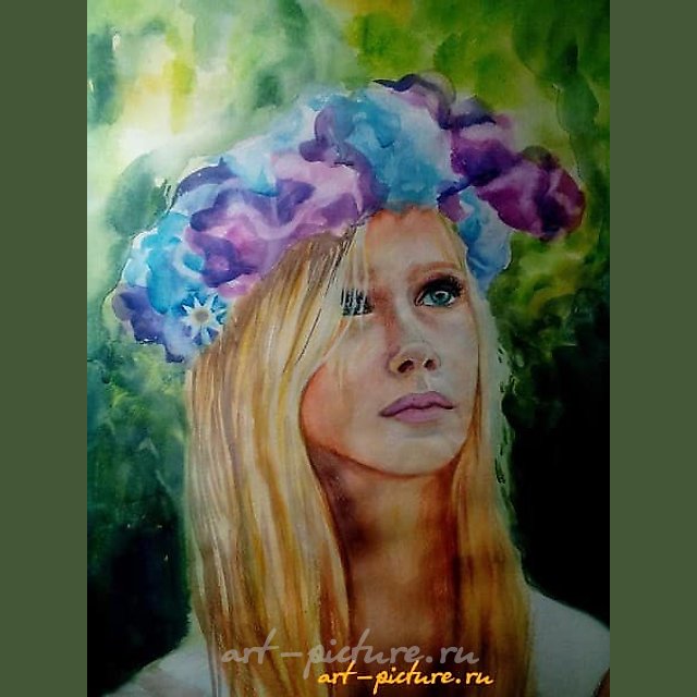Лето, цветы, девушка Бумага, акварель 