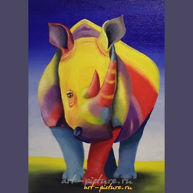 Rhino canvas, oil