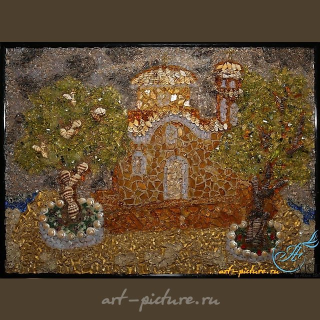 Blessing of the heavens. Church of St. Elijah. Protaras. Cyprus. Mosaic on glass.