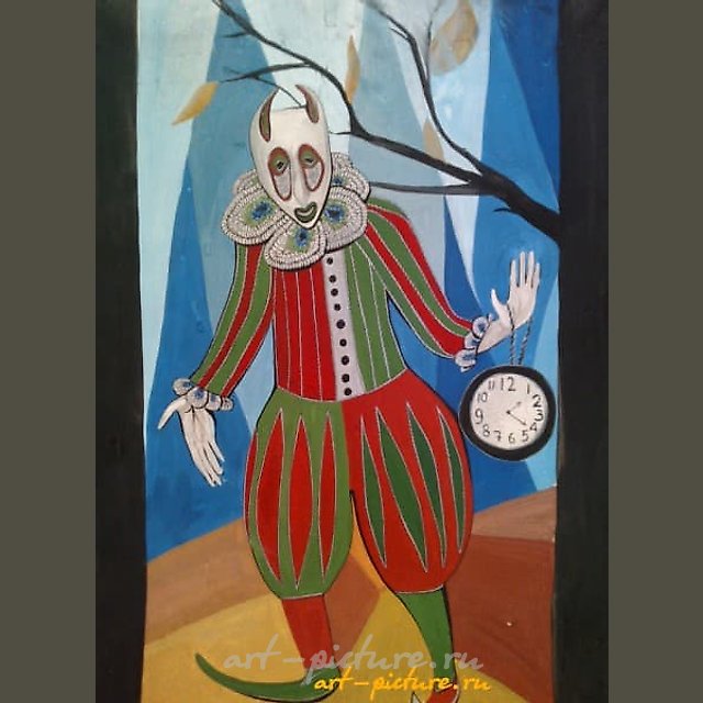 "Devil Clockmaker paper, gouache"