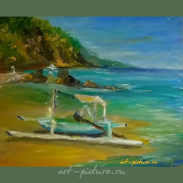 "Beach. Bali oil, canvas."