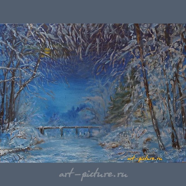 зимняя ночь масло, холст 