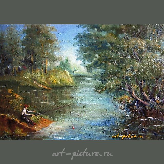 The translation of "Рыбалка холст масло" into English is "Fishing canvas oil."
