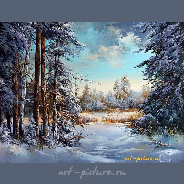 У замёрзшей реки масло,холст