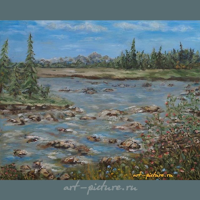 Горная река масло, холст 