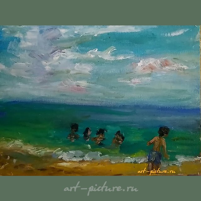 Купание детей. Бали масло, холст 