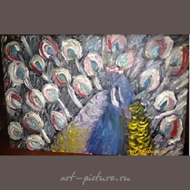 "Peacock oil, canvas"