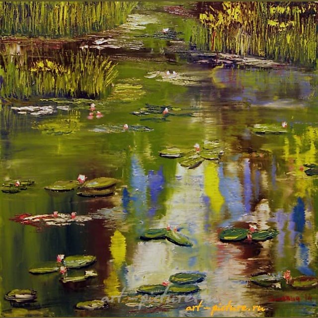 小湖，油画