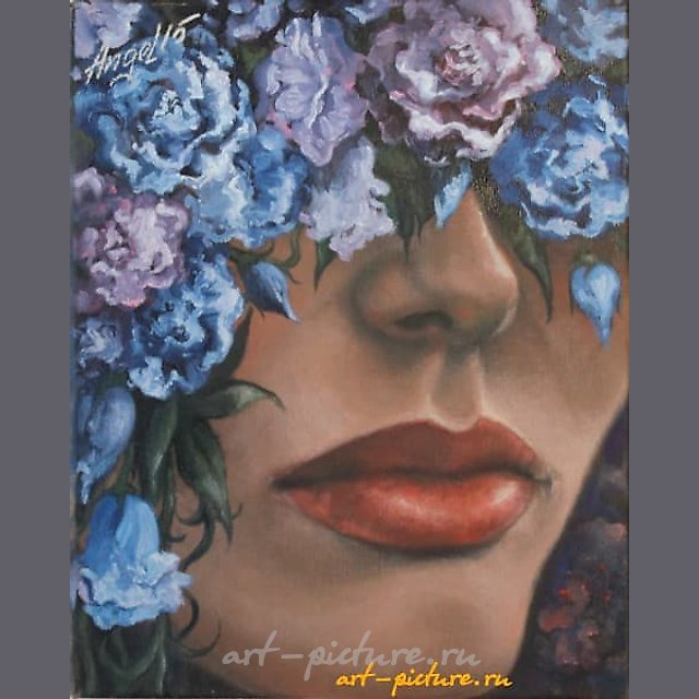 女孩与花 瓦楞纸，油画