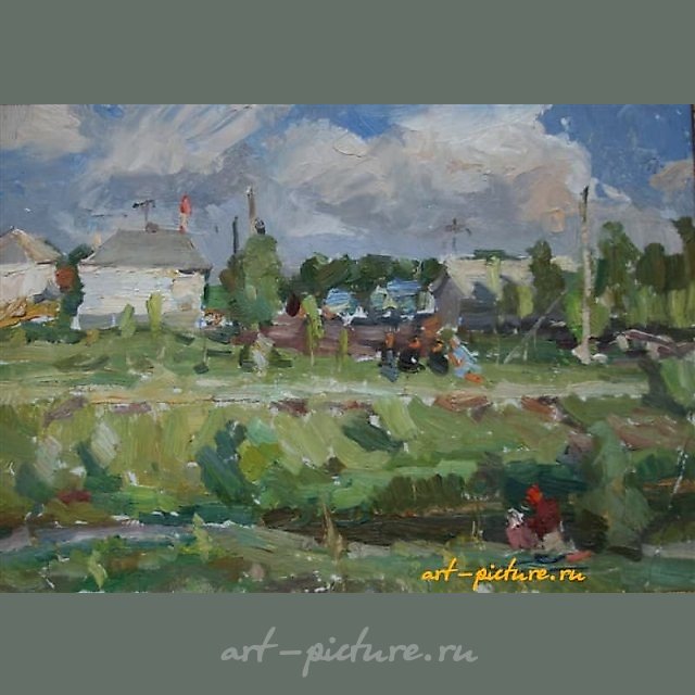 Сельский пейзаж. Картон, масло. 34 х 47 см