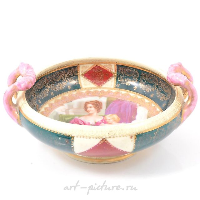 Royal Vienna bowl with twin handles.