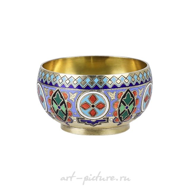 Russian silver salt shaker with champleve enamel.