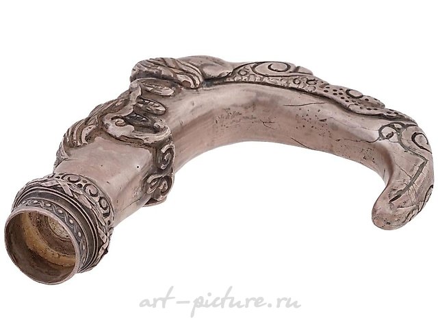 LARGE RUSSIAN SILVER CAST ARCHED CANE HANDLE