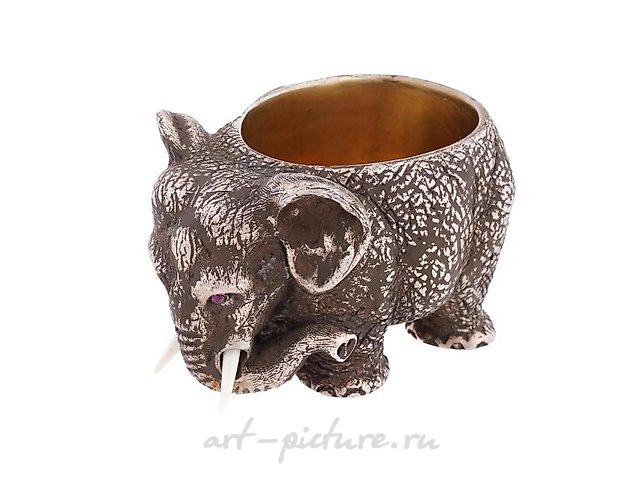 RUSSIAN 88 SILVER FIGURE OF ELEPHANT SALT CELLAR
