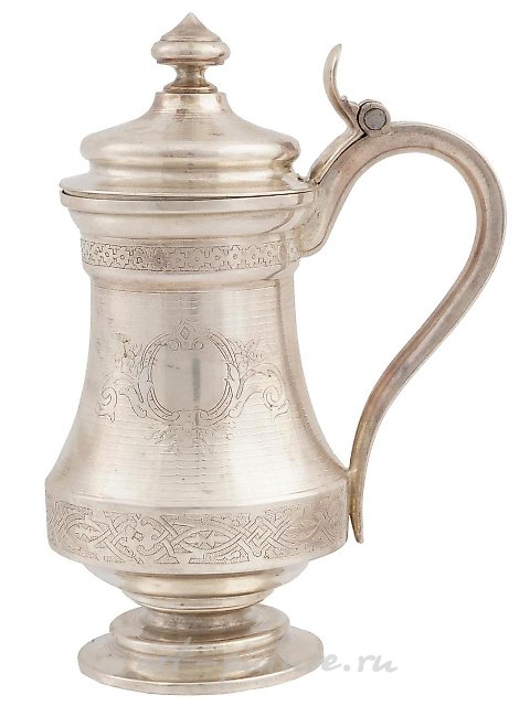 IMPERIAL RUSSIAN SILVER LIDDED JUG WITH ENGRAVING