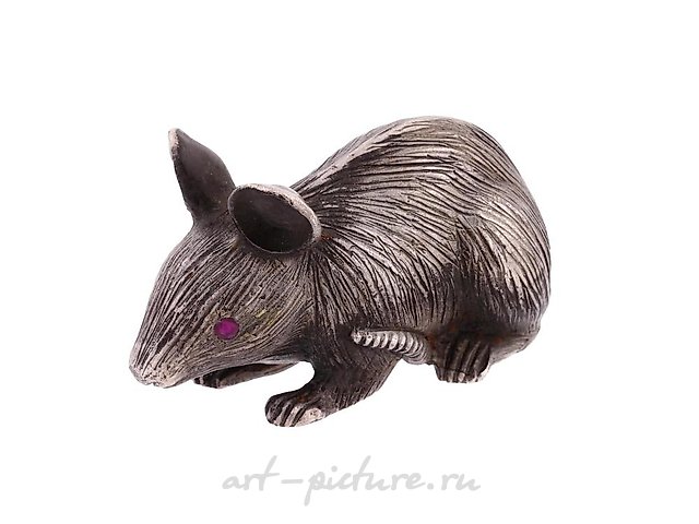 RUSSIAN 84 SILVER MOUSE FIGURINE WITH INLAID EYES
