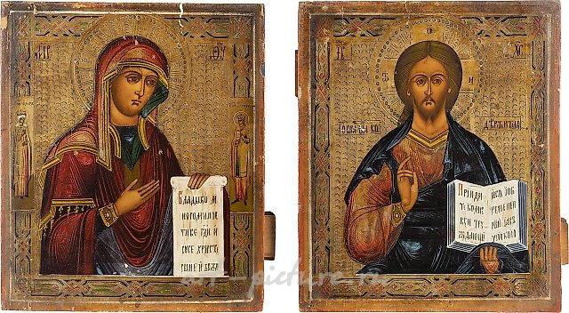 ДВЕ ИКОНЫ ИЗ ДЕИСИДА: ХРИСТОС ПАНТОКРАТОР И БОГОРОДИЦА