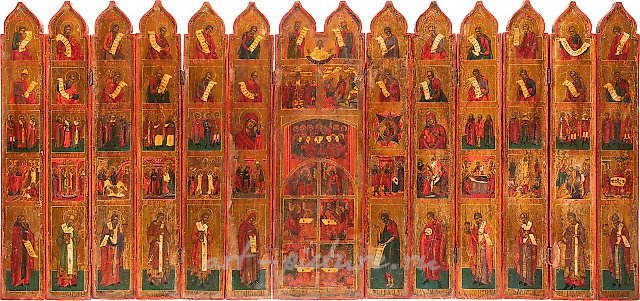 Русский ПЕРЕДВИЖНОЙ ИКОНОСТАС, Ветка, 19 век.