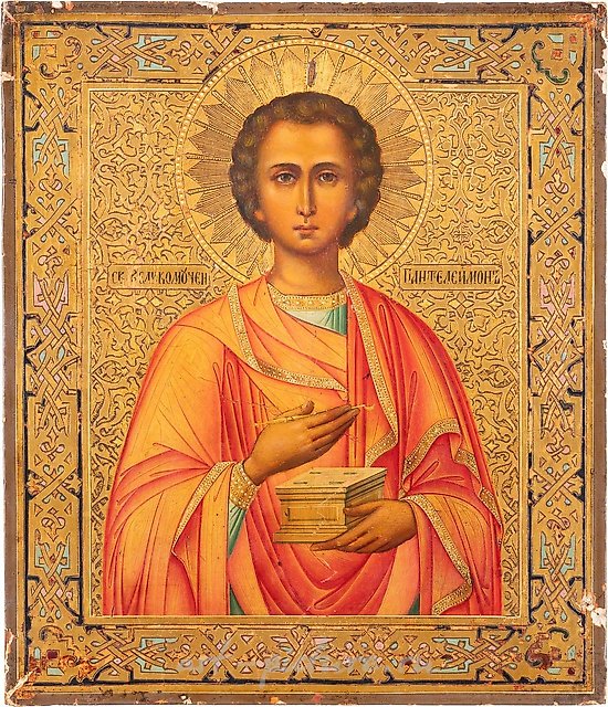 AN ICON SHOWING ST. PANTELEIMON Russian, late 19th century