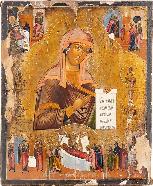ОЧЕНЬ БОЛЬШАЯ ИКОНА, ПОКАЗЫВАЮЩАЯ МАТЕРЬ БОЖИЮ ИЗ ДЕЕСИСА