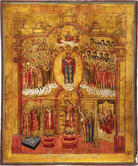 ОЧЕНЬ БОЛЬШАЯ ИКОНА, ПОКАЗЫВАЮЩАЯ ПОКРОВ МАТЕРИ БОЖИЕЙ (ПОКРОВ)