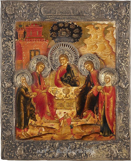 FINE ICON WITH THE OLD TESTAMENT TRINITY
