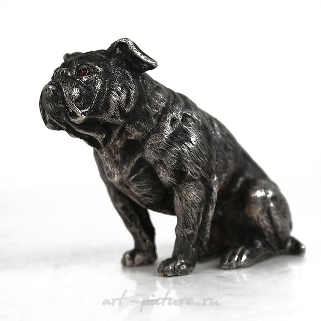 Vintage Russian Silver Bulldog