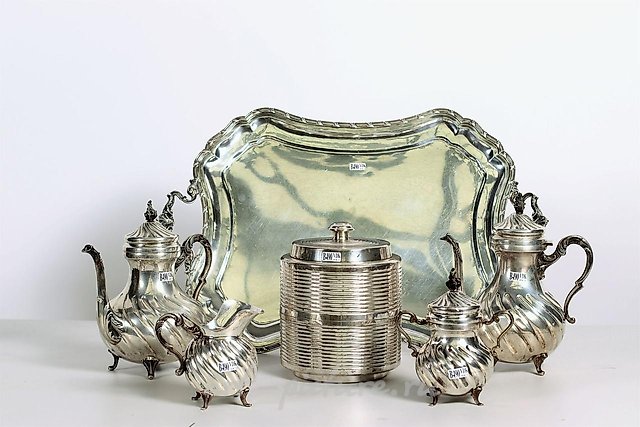 Чайный и кофейный сервиз, 4 предмета из серебра