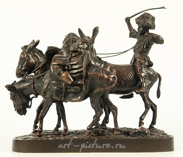 Sculptural composition "Georgian boy with donkeys".