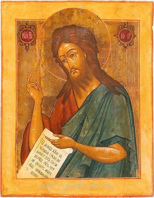 A LARGE ICON SHOWING ST. JOHN THE FORERUNNER FROM A DEISIS