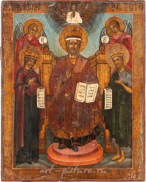БОЛЬШАЯ ИКОНА РАСШИРЕННОЙ ДЕИСИСА Русская, Ветка, 19 век