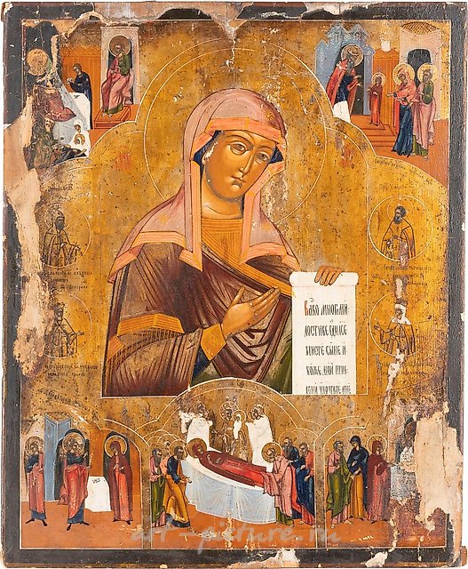 ОЧЕНЬ БОЛЬШАЯ ИКОНА, ПОКАЗЫВАЮЩАЯ БОГОРОДИЦУ ИЗ ДЕИСИСА