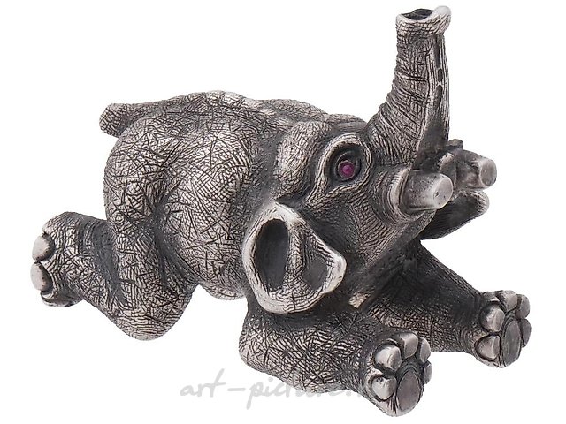 RUSSIAN 84 SILVER FIGURE OF HIPPO WITH RUBY EYES