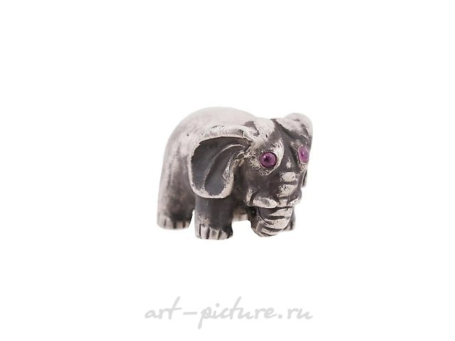 RUSSIAN 84 SILVER ELEPHANT FIGURE WITH RUBY EYES