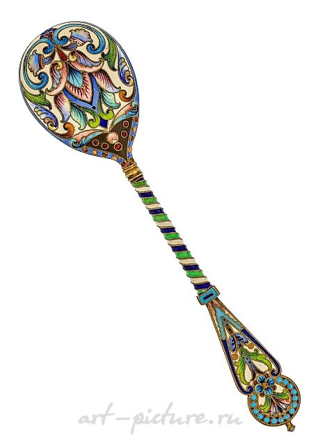 Русская серебряная ложка с эмалью