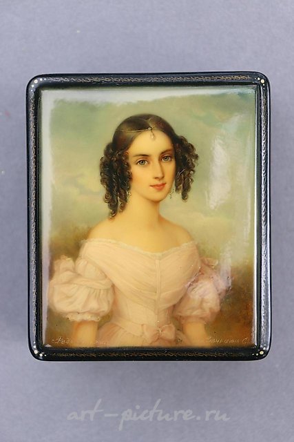 Наталья Пушкина-Гончарова (1812-1863), русская лаковая миниатюра Федоскино