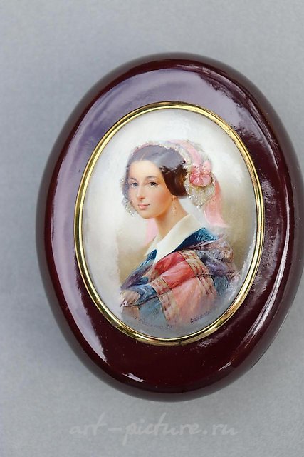 Александра Россет-Смирнова (1809-1882), русская лаковая миниатюра Федоскино