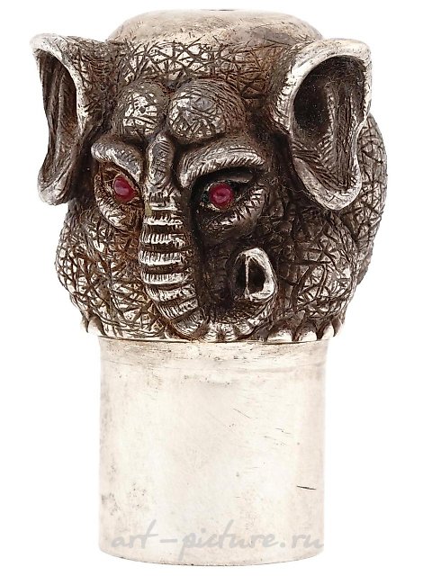 RUSSIAN 88 SILVER FIGURAL ELEPHANT RUBY STIRRUP CUP