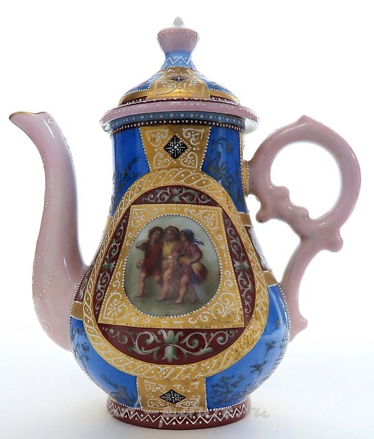 FINE ROYAL VIENNA STYLE PORCELAIN TEA SET, 19TH C.